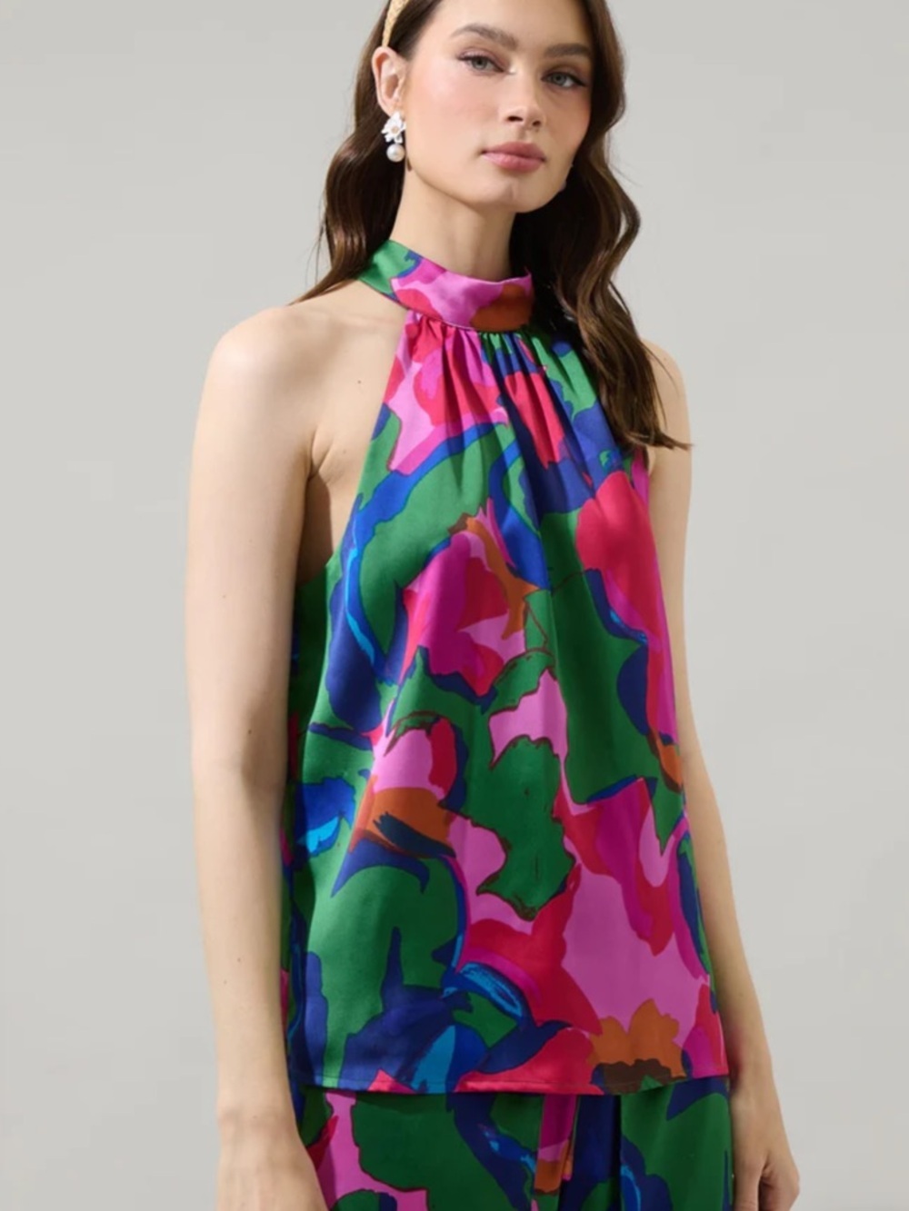 Sugarlips Evolet nature floral halter top Size Small New with tag
